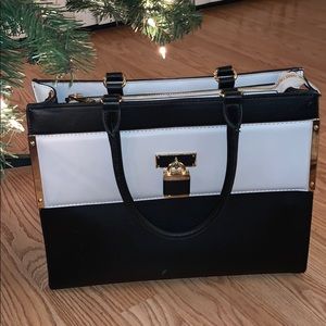 Aldo Purse/ Tote bag black white tan/sand